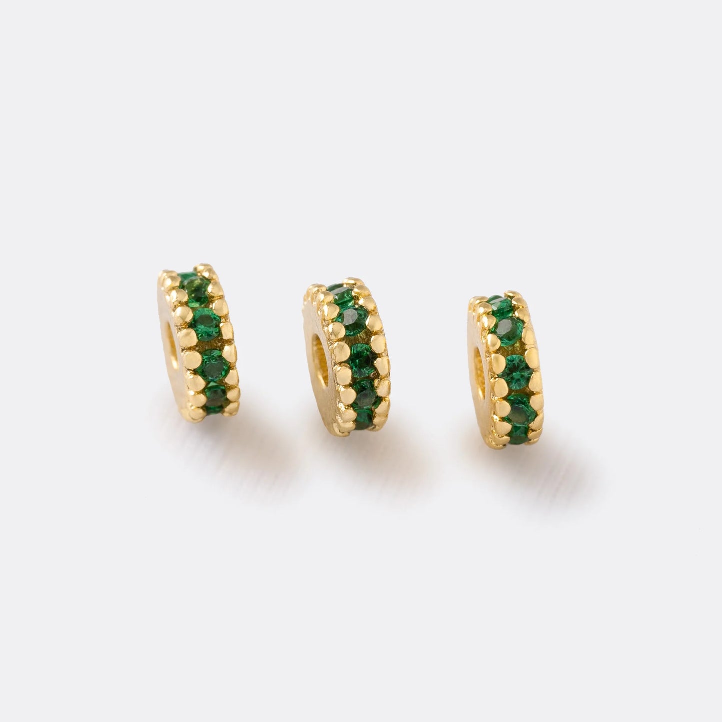 Herraje Rondel circonias 5mm x 3U VERDE