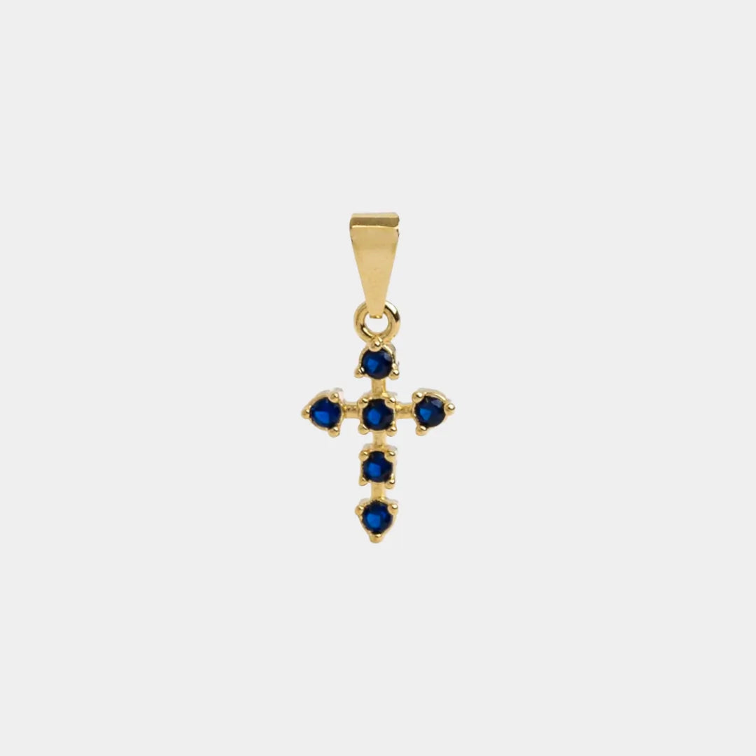 Dije Cruz 6 Circonias Azul