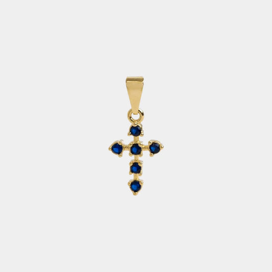 Dije Cruz 6 Circonias Azul